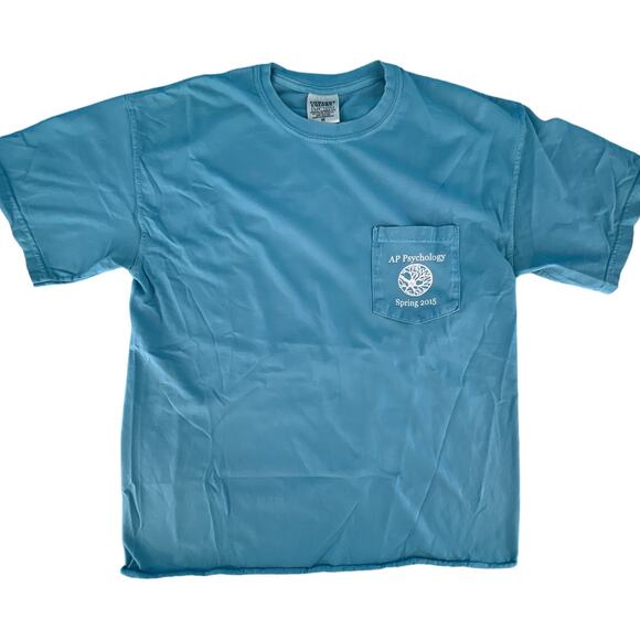 Comfort Colors AP Psychology Sheldon Pocket Tee Shirt Top Size Medium Turquoise - Picture 1 of 11